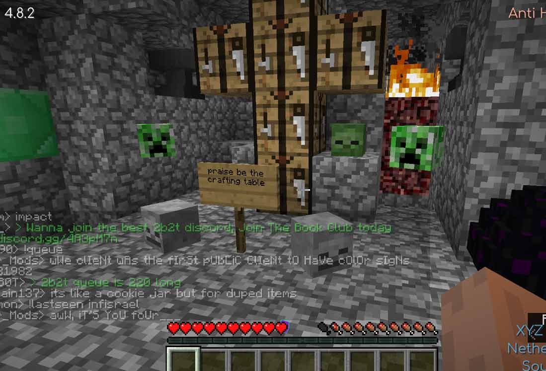 Skulls, dragon egg, and crafting table cross