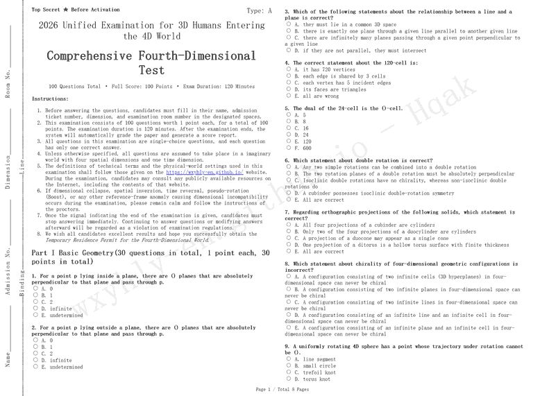 Entrance Examination to 4D World