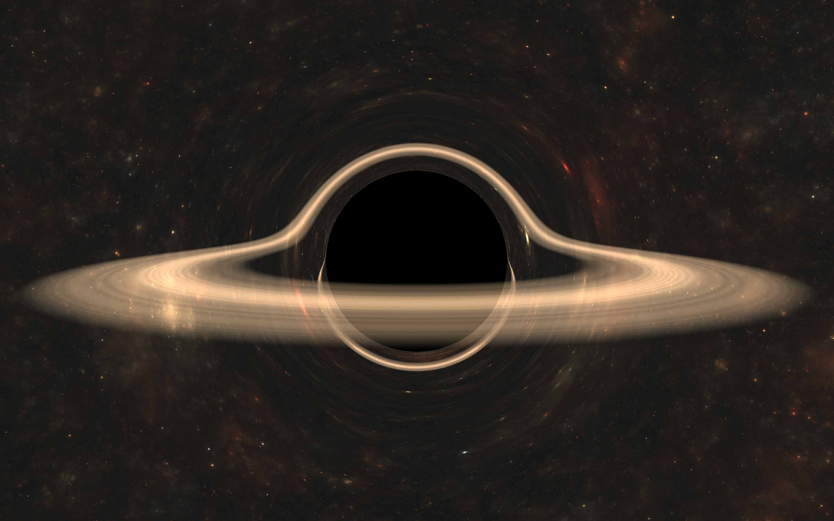 5D black hole with Schwarzschild radius 0.3 "shot" from the same position (actual image is volumetric, only a cross-section is extracted)