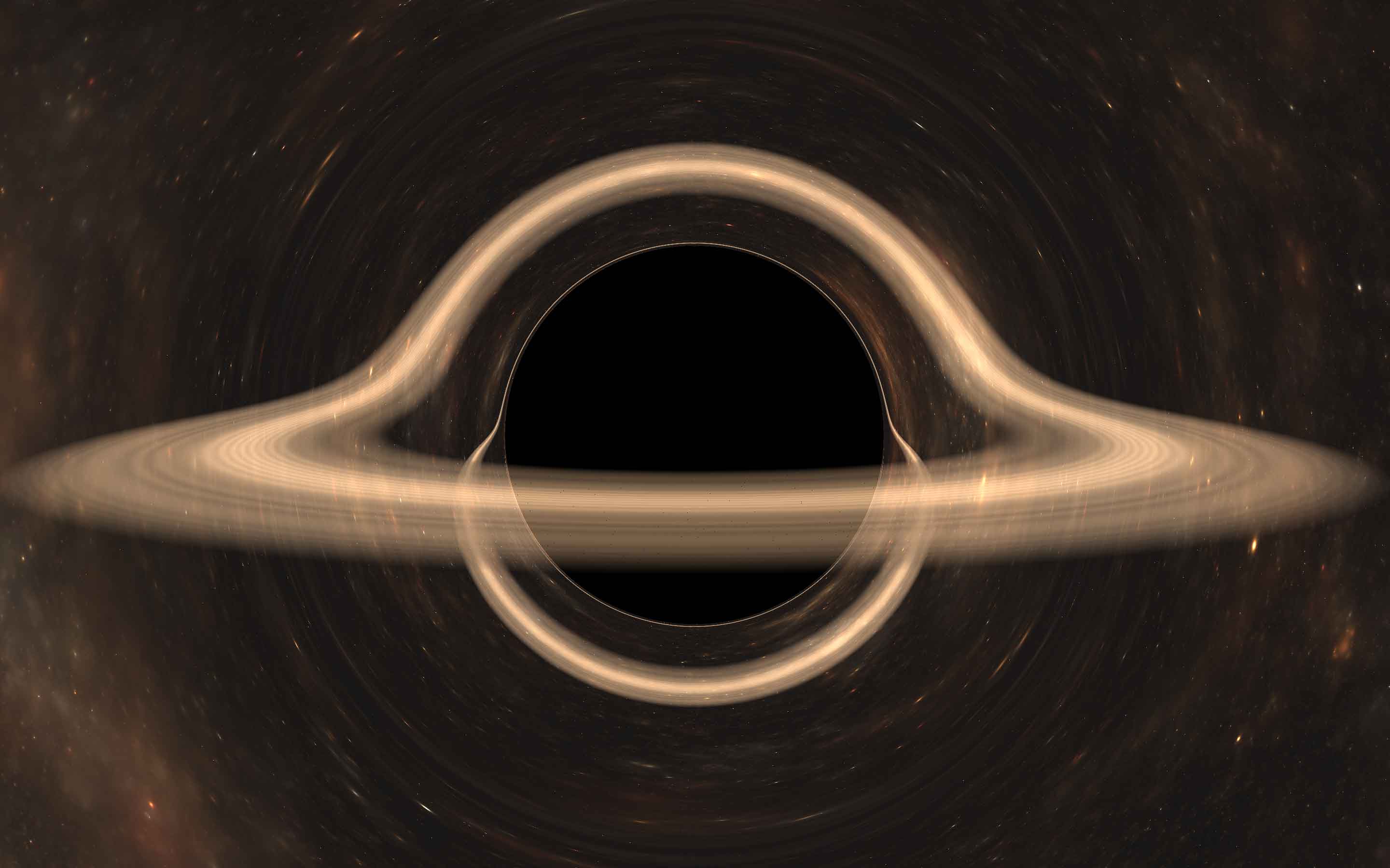 Traditional 4D black hole with Schwarzschild radius 0.3 "shot" from the same position