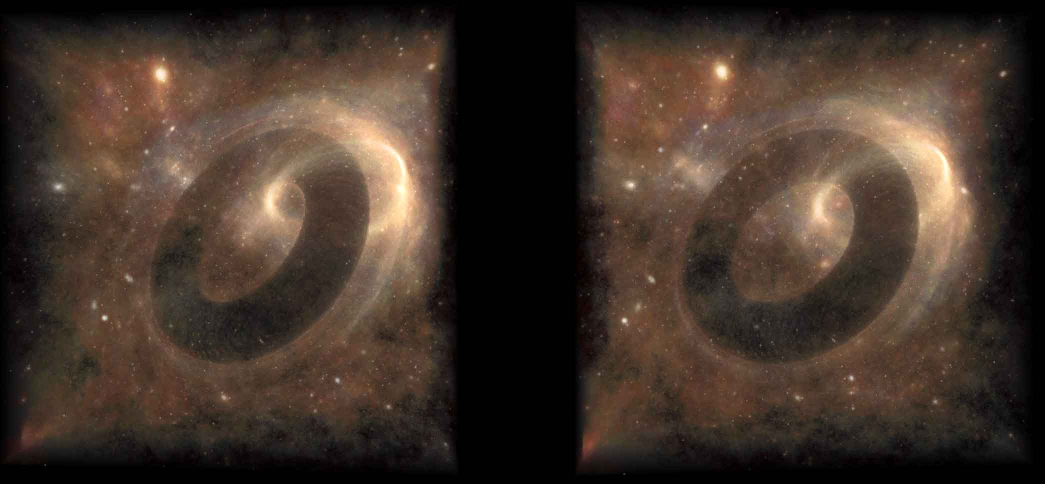 When the singularity of the pseudo-black ring is located exactly between the background star and the camera, the background starlight is distorted into a ring