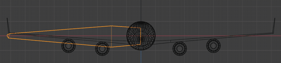 Two 2D projection views of 4D wing, with another view (yellow highlighted part) drawn overlapping