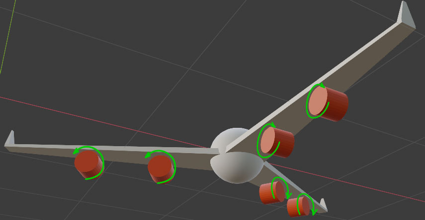 Engine rotation directions in scheme 2, making total angular momentum zero