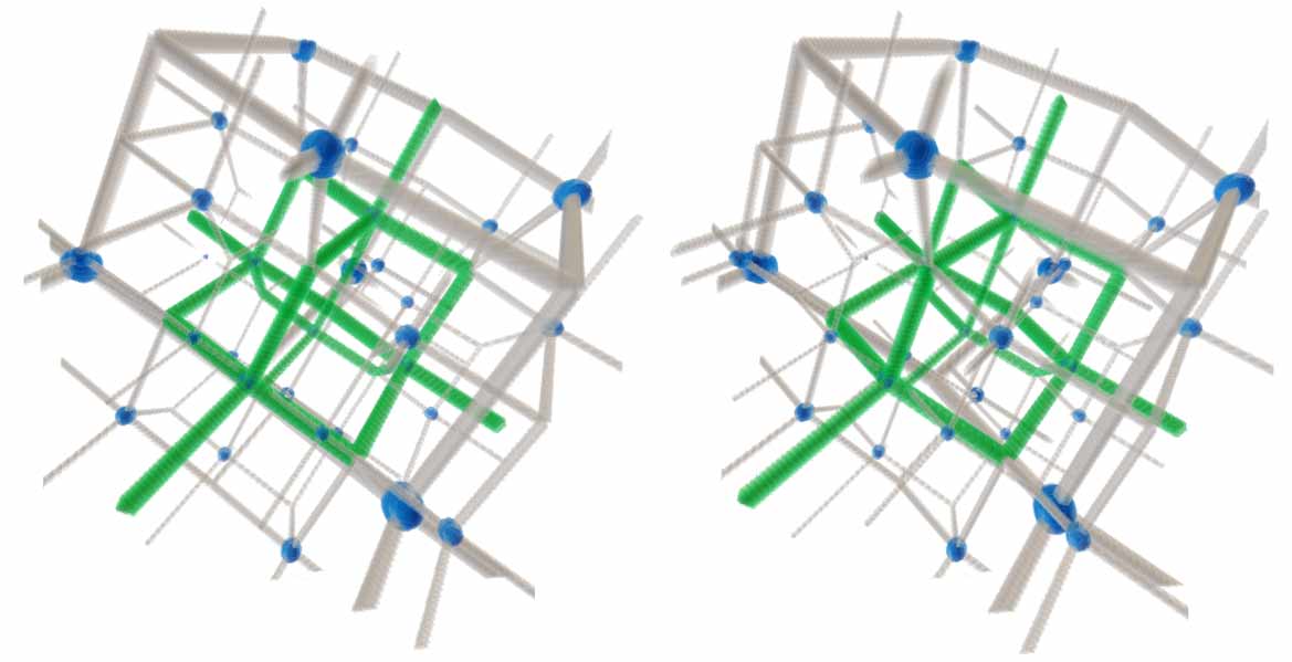 Hyperdiamond and its hyperdiamondoid backbone unit structure drawn in Tesserxel
