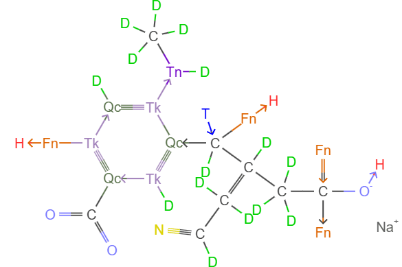 Fictional organic compound structural formula drawn by 4D molecular browser
