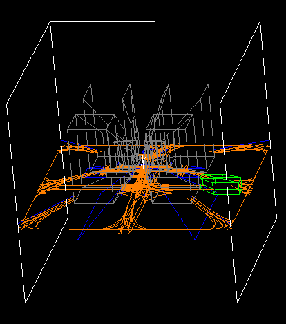 Three-dimensional "cross"-shaped railway network in 4D city