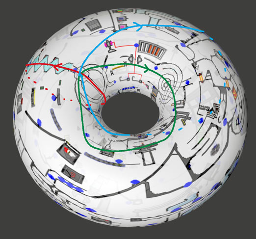Path on the torus (base space)