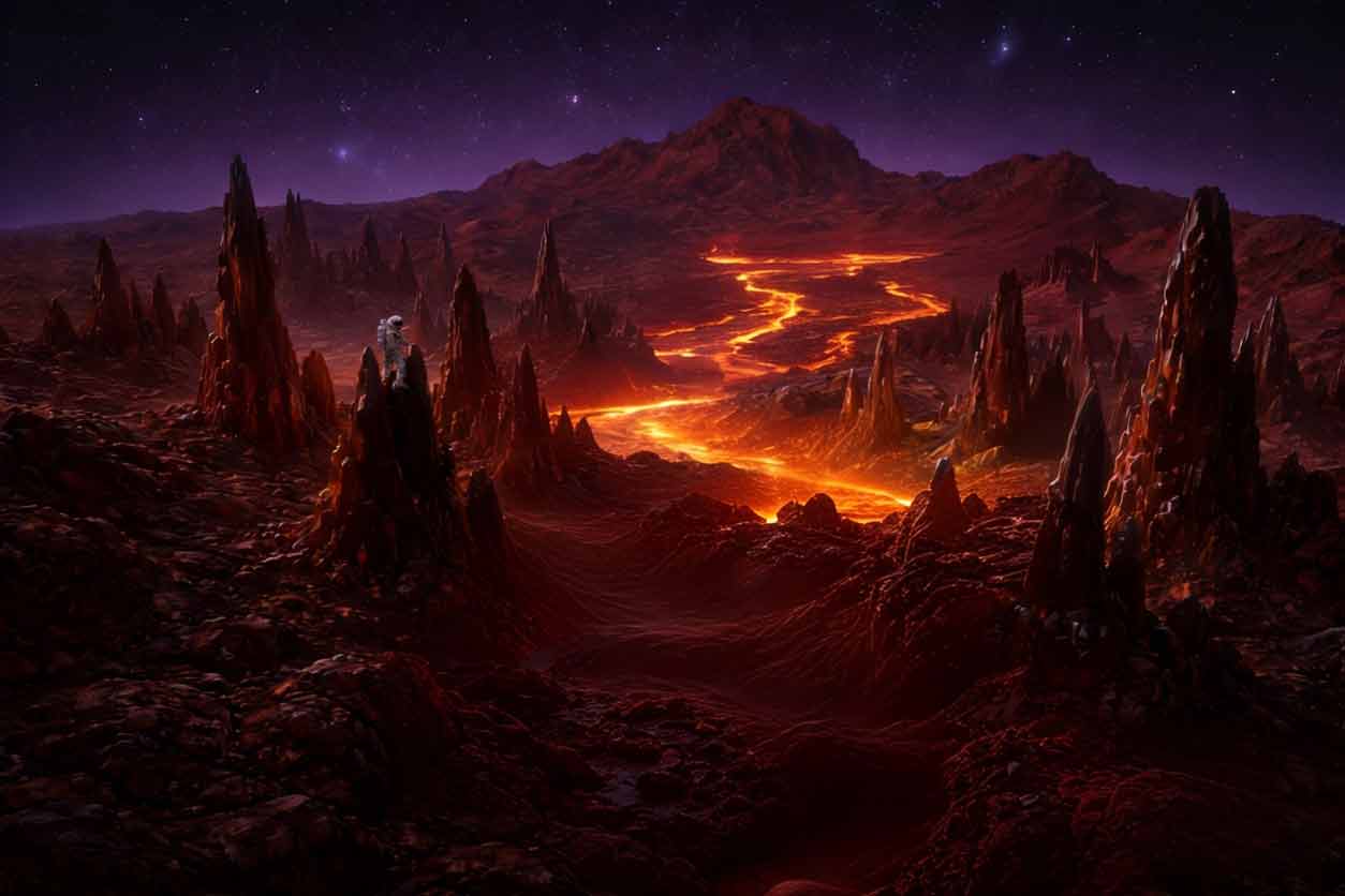 Stone forest and lava river