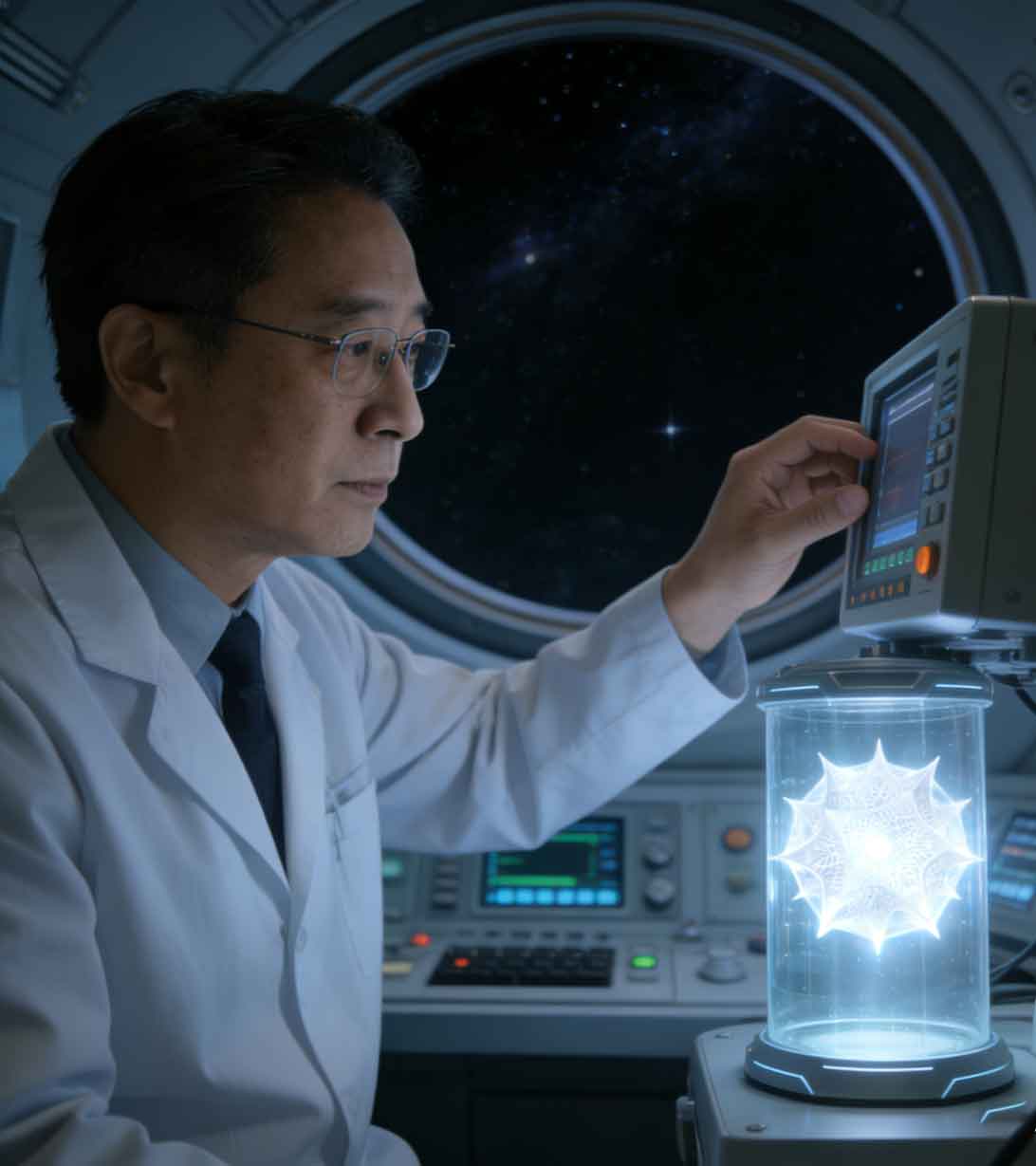 Zhang Mingyuan monitoring the decay signal of the hyperbolic dodecahedral core