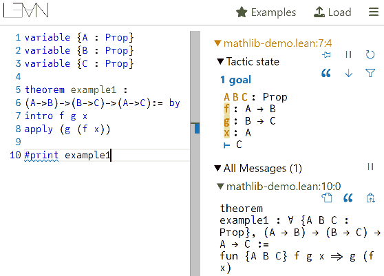 Proving the proposition in LEAN4, which can automatically display the current assumption context and proof goal, and print the final constructed value