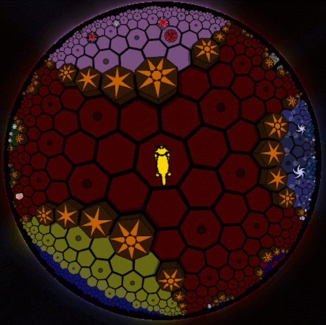 Lines (called Great Wall in the game) separate different biomes. Note that countless lines are parallel, so this division method can accommodate countless biomes