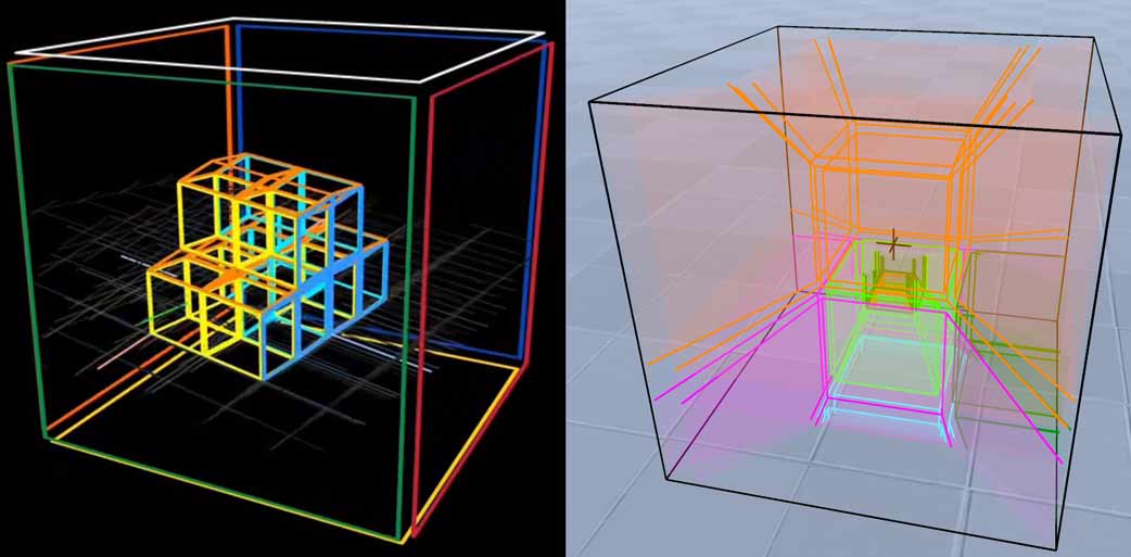 4D graphics wireframe displays by yugu233 (left) and dearsip (right)