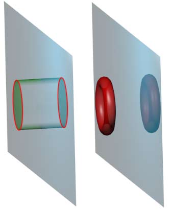 Double torus (torus rotated around a plane perpendicular to the torus axis) corresponds to thickened flat torus surface