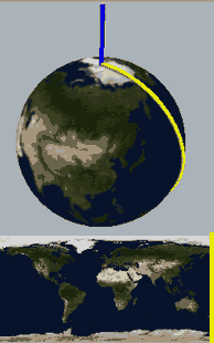 World map cross-section animation