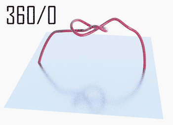Self-rotating spherical knot cross-sections change with angle